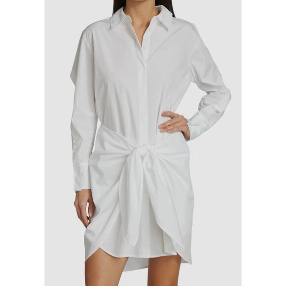 Derek Lam 10 Crosby Charlotte Cotton Waist-Tie Shirt Dress Unique Sleeve - Picture 3 of 16